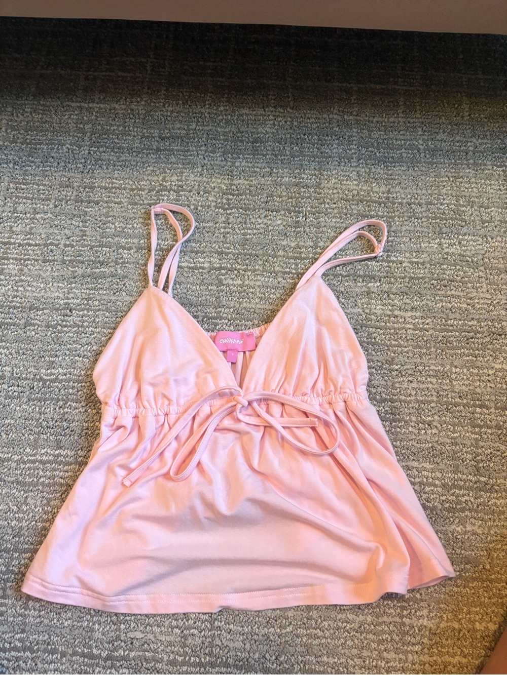 Edikted Pink Tie-Front Spaghetti Strap Top